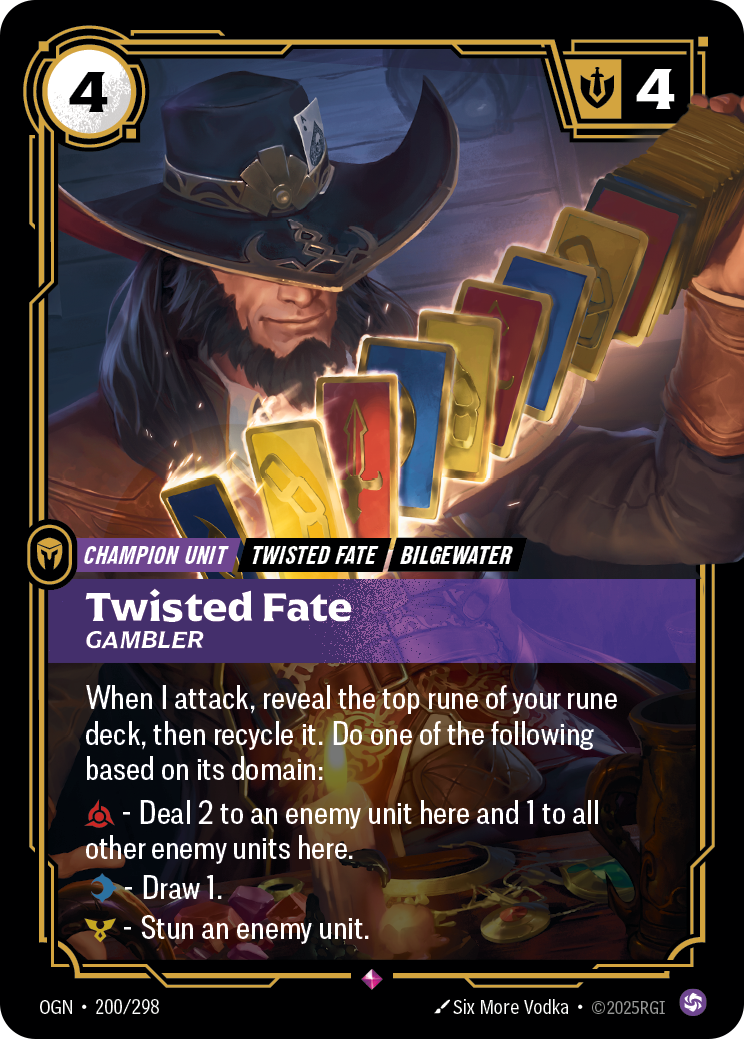 Twisted Fate, Gambler – OGN-200/298 – Rare