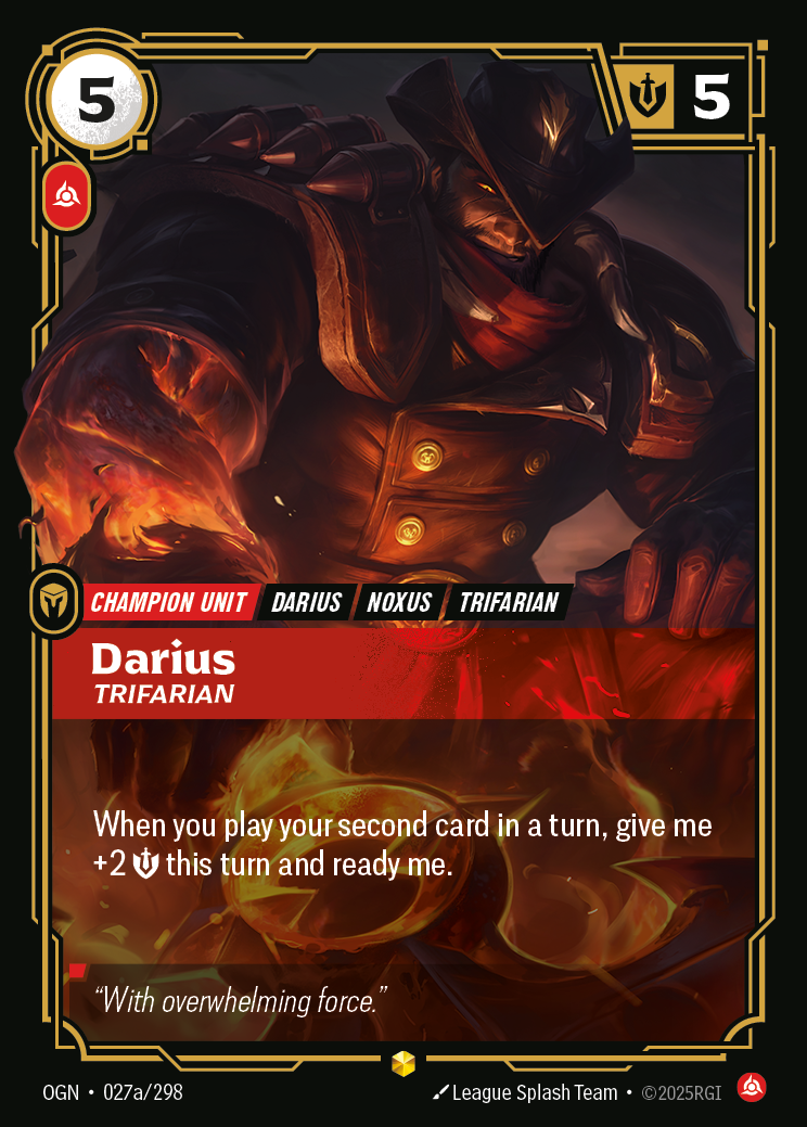 Darius, Trifarian – OGN-027a/298 – Showcase